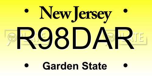R98DAR New Jersey License Plate