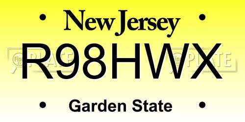 R98HWX New Jersey License Plate