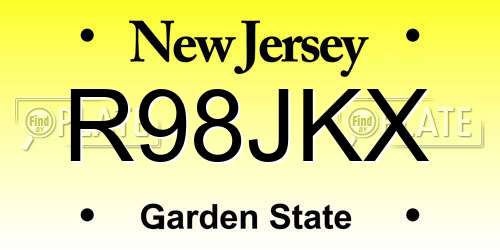 R98JKX New Jersey License Plate