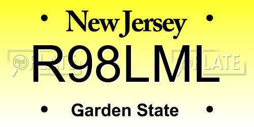 R98LML New Jersey License Plate