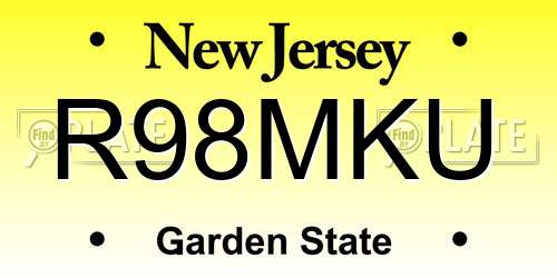 R98MKU New Jersey License Plate