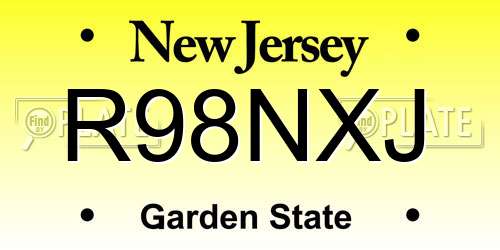 R98NXJ New Jersey License Plate