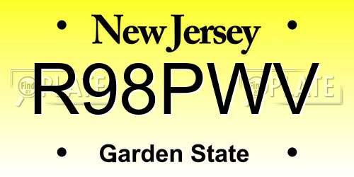 R98PWV New Jersey License Plate
