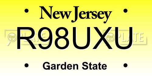 R98UXU New Jersey License Plate
