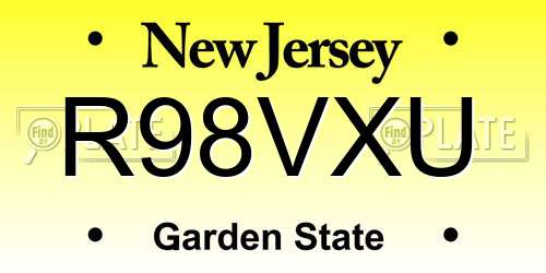 R98VXU New Jersey License Plate