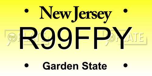 R99FPY New Jersey License Plate