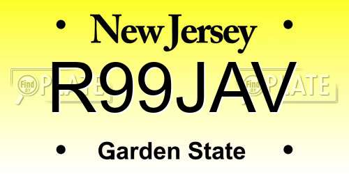 R99JAV New Jersey License Plate