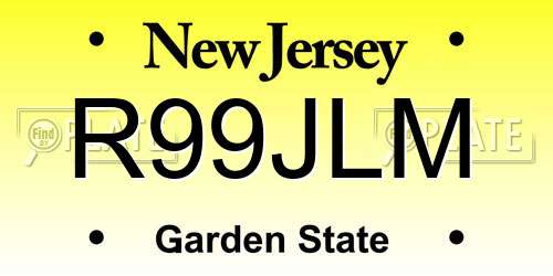R99JLM New Jersey License Plate