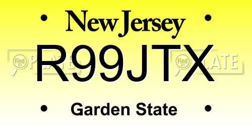 R99JTX New Jersey License Plate
