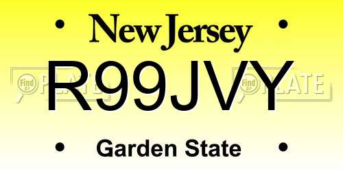 R99JVY New Jersey License Plate