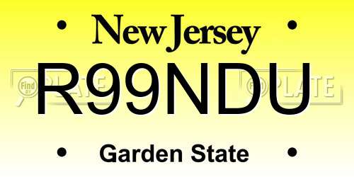 R99NDU New Jersey License Plate