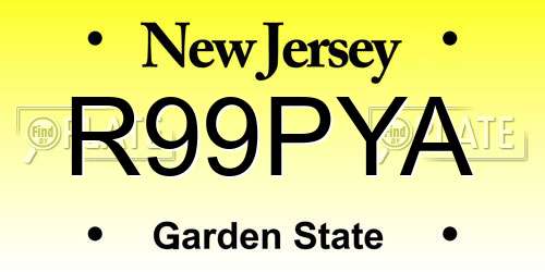 R99PYA New Jersey License Plate