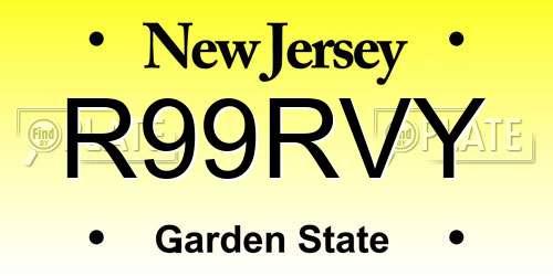 R99RVY New Jersey License Plate