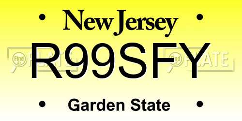 R99SFY New Jersey License Plate