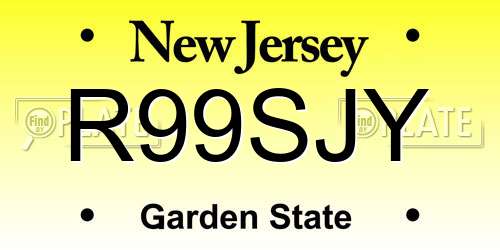 R99SJY New Jersey License Plate