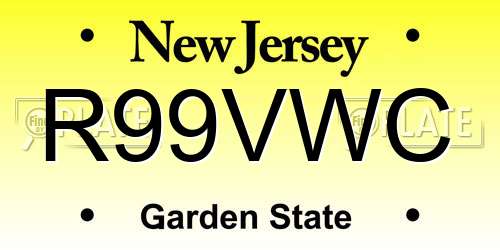 R99VWC New Jersey License Plate