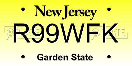 R99WFK New Jersey License Plate