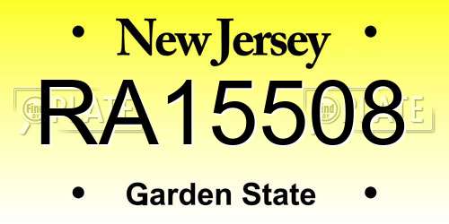 RA15508 New Jersey License Plate