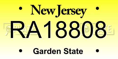 RA18808 New Jersey License Plate