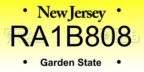 RA1B808 New Jersey License Plate