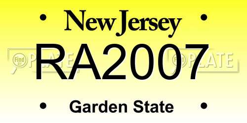 RA2007 New Jersey License Plate