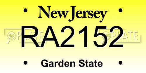 RA2152 New Jersey License Plate