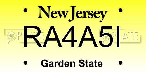 RA4A5I New Jersey License Plate