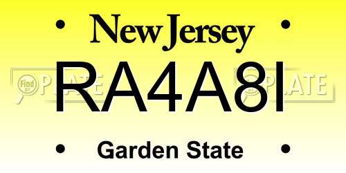 RA4A8I New Jersey License Plate