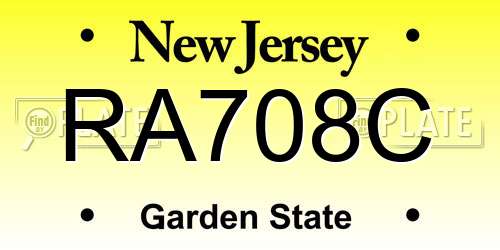 RA708C New Jersey License Plate
