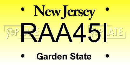 RAA45I New Jersey License Plate