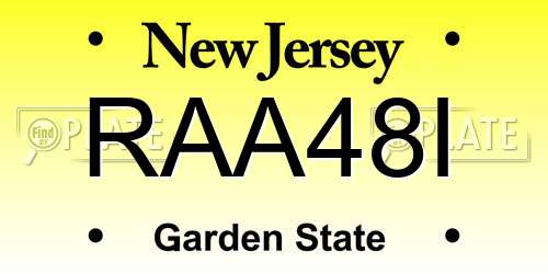 RAA48I New Jersey License Plate