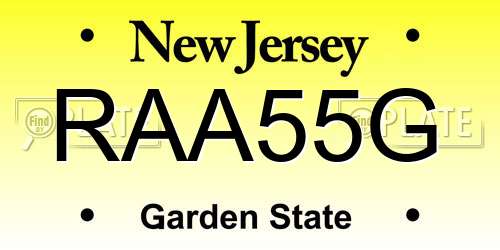 RAA55G New Jersey License Plate