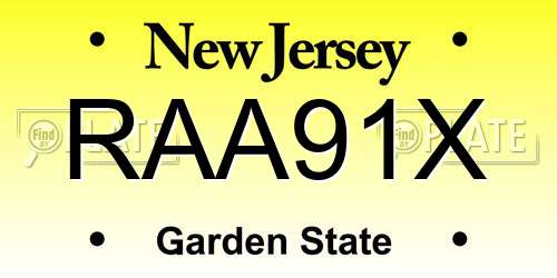 RAA91X New Jersey License Plate
