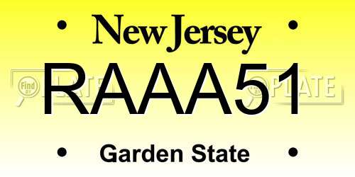 RAAA51 New Jersey License Plate