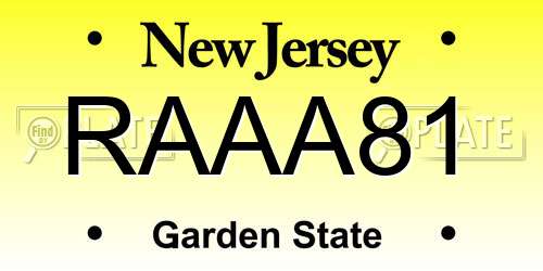 RAAA81 New Jersey License Plate