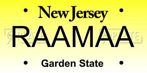 RAAMAA New Jersey License Plate