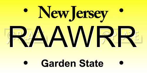 RAAWRR New Jersey License Plate