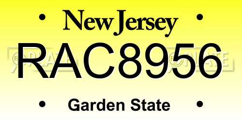 RAC8956 New Jersey License Plate