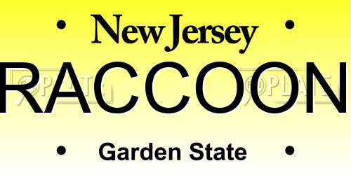 RACCOON New Jersey License Plate