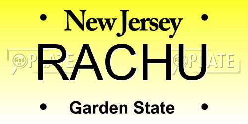 RACHU New Jersey License Plate