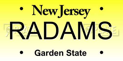 RADAMS New Jersey License Plate