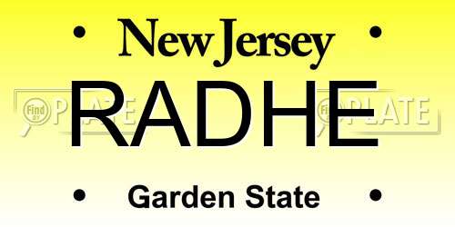 RADHE New Jersey License Plate