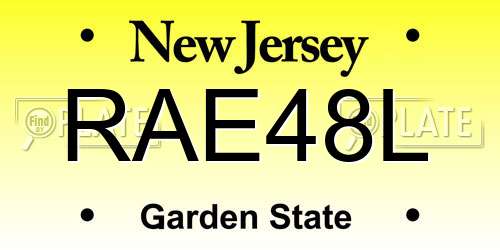RAE48L New Jersey License Plate