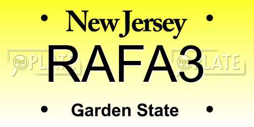 RAFA3 New Jersey License Plate