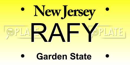 RAFY New Jersey License Plate