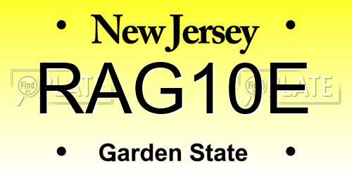 RAG10E New Jersey License Plate