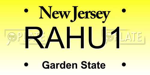 RAHU1 New Jersey License Plate