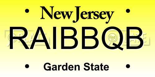 RAIBBQB New Jersey License Plate