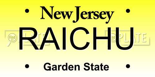 RAICHU New Jersey License Plate
