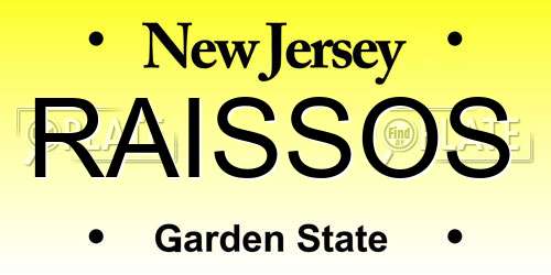 RAISSOS New Jersey License Plate